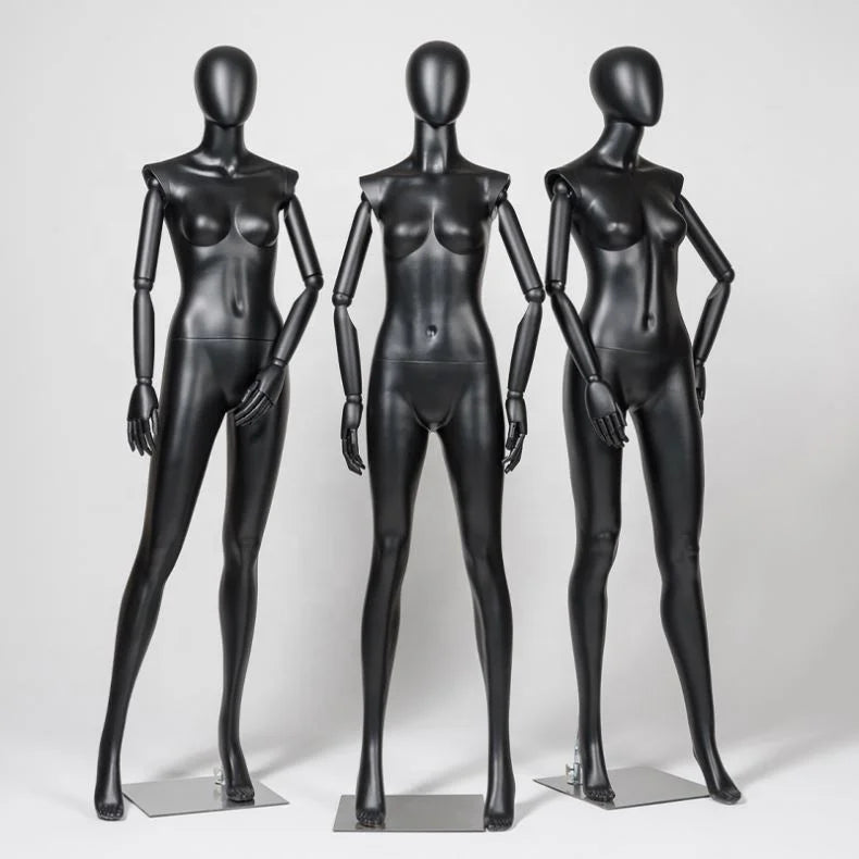 Luxury Matte Black Female Mannequin Back View