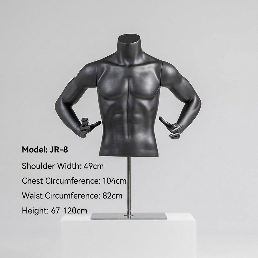 Premium Matte Gray/Black Athletic Mannequins Full Body and Torso Display for Sports Apparel