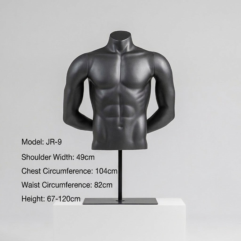 Premium Matte Gray/Black Athletic Mannequins Full Body and Torso Display for Sports Apparel