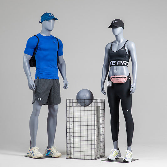 Premium Matte Gray/Black Athletic Mannequins Full Body and Torso Display for Sports Apparel