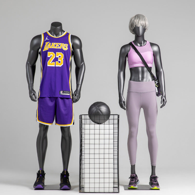 Premium Matte Gray/Black Athletic Mannequins Full Body and Torso Display for Sports Apparel