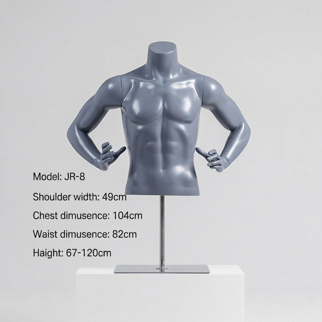 Premium Matte Gray/Black Athletic Mannequins Full Body and Torso Display for Sports Apparel