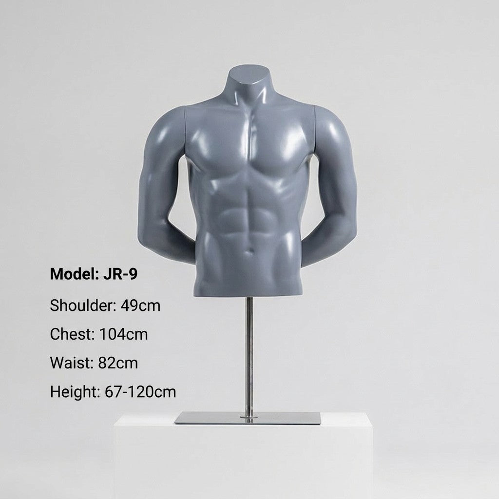 Premium Matte Gray/Black Athletic Mannequins Full Body and Torso Display for Sports Apparel