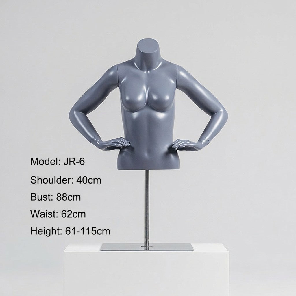 Premium Matte Gray/Black Athletic Mannequins Full Body and Torso Display for Sports Apparel