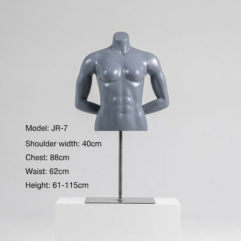 Premium Matte Gray/Black Athletic Mannequins Full Body and Torso Display for Sports Apparel