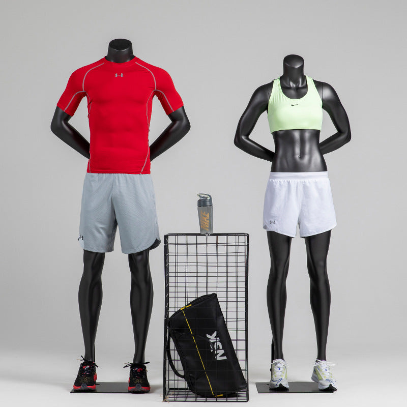 Premium Matte Gray/Black Athletic Mannequins Full Body and Torso Display for Sports Apparel