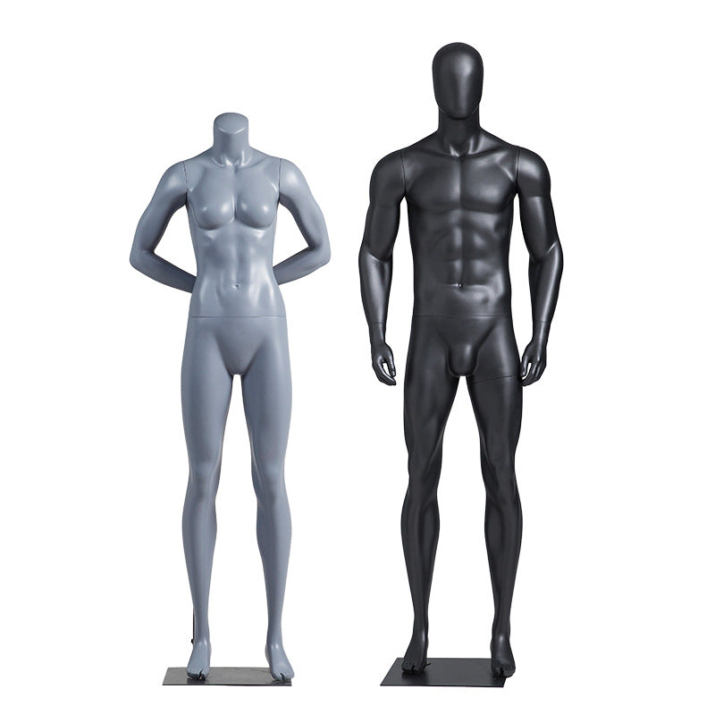 Premium Matte Gray/Black Athletic Mannequins Full Body and Torso Display for Sports Apparel